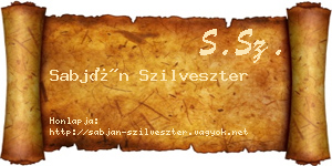 Sabján Szilveszter névjegykártya
